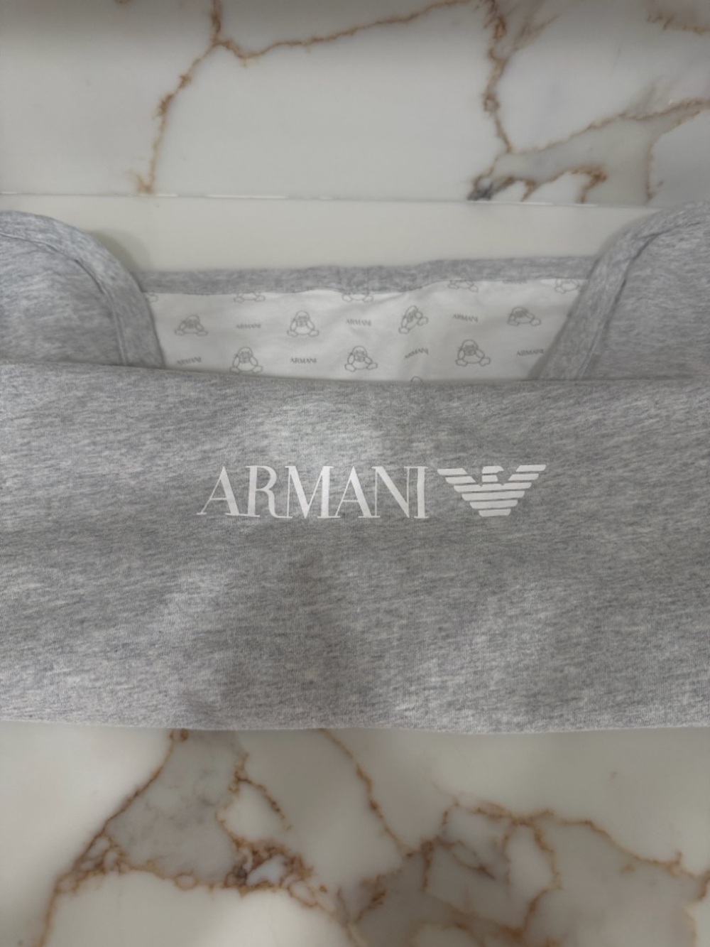 Armani Baby Cotton Blanket White Gray Logo